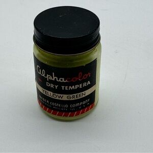 Weber Costello Alphacolor Dry Tempera Powder Paint Vintage Jar 1960 Yellow Green